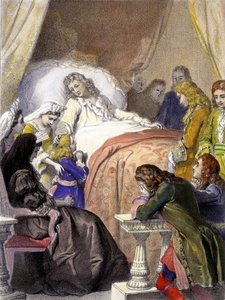 Tod von Ludwig XIV. (1638-1715), König von Frankreich, am 1. September 1715 in Versailles und der zukünftige Ludwig XV. (1710-1774)