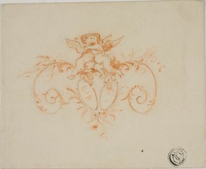 Dekorative Schriftrollen mit zwei Amoretten