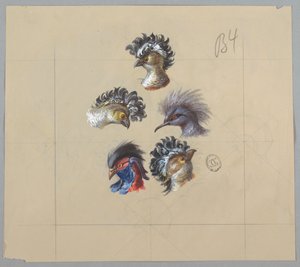 Entwurf für Tapeten und Textilien: Vögel von Unknown artist