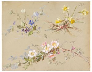 Entwurf für Tapeten und Textilien: Blumen von Unknown artist