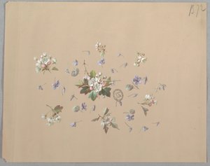 Entwurf für Tapeten und Textilien: Blumen von Unknown artist