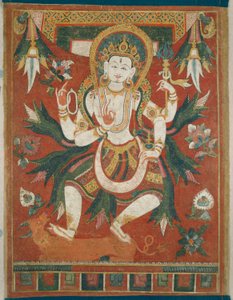 Doppelseitiges Gemaltes Banner (Paubha) mit Gott Shiva
