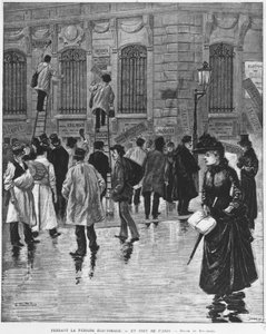 Während der Wahlperiode in Paris; Plakatkleber während der Wahl am 27. Januar 1889, Höhepunkt der Bäckereikampagne - Musée Carnavalet von Unknown artist
