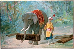 Elefant und Cornac, Werbung „Suchard“, ca. 1895 von Unknown artist