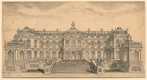 Erhebung einer Gartenfassade für einen kleinen französischen Palast