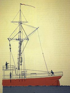 Expedition Voeringen, erste norwegische Expeditionen im Nordatlantik um 1876-1878. Ansicht des Flaschenzugsystems zur Erkundung der Meerestiefen. Ca. 1878
