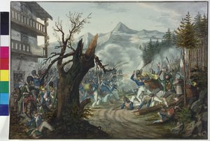Kampf zwischen bayerischen Soldaten und Tiroler Bauern von Unknown artist