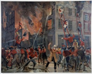 Feuer und Feuerwehrleute in New York