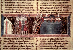 Erster Kreuzzug: Die Kreuzfahrer vor Jerusalem. Miniatur aus Chevalier au Swan et Godefroi de Bouillon von Unknown artist
