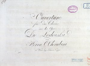 Erste Seite der Partitur der Ouvertüre für Klavier aus der Oper „Lodoiska“ von Luigi Cherubini von Unknown artist
