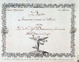Erste Seite der Partitur von Svenami ormai crudele, in Gli Orazi e i Curiazi von Domenico Cimarosa von Unknown artist