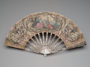 Faltfächer mit einer Flirtszene und musikalischen Trophäen, ca. 1770er-80er