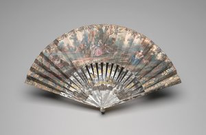 Faltfächer mit einer pastoralen Szene, ca. 1740-60