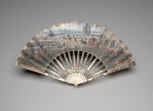 Faltfächer mit Blick auf die Pont Neuf, ca. 1755-60