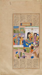 Folio aus einem Shahnama (Buch der Könige) von Firdawsi (gest. 1020); Nushirwan erhält Nachricht vom Aufstand seines Sohnes Nushzad