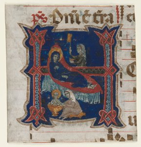 Fragment eines Chorbuchs mit historisierter Initiale (H): Geburt der Jungfrau von Unknown artist