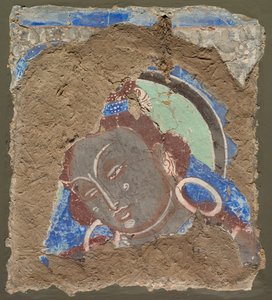 Fragment mit einem Kopf eines Bodhisattva von Unknown artist