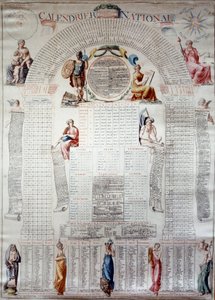 Französische Revolution: Nationaler Kalender berechnet für dreißig Jahre ab dem 31.12.1792 von Unknown artist