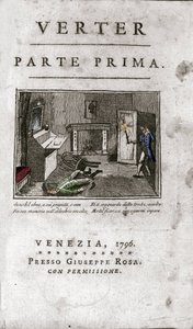 Frontispiz der italienischen Ausgabe von „Die Leiden des jungen Werther“ von Johann Wolfgang von Goethe (1796) (Stich) von Unknown artist