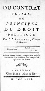 Frontispiz des Gesellschaftsvertrags oder Prinzipien des politischen Rechts von Jean Jacques Rousseau (1712-1778), gedruckt in Amsterdam im Jahr 1762 von Unknown artist