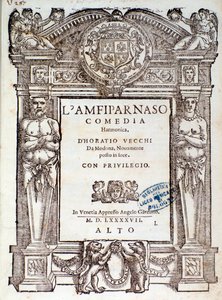 Frontispiz von Amfiparnaso, Madrigalkomödie von Orazio Vecchi von Unknown artist