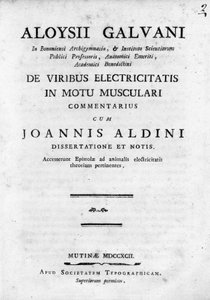 Frontispiz von „De Viribus Electricitatis in Motu Musculari Commentarius“. Eine Abhandlung über die Zirkulation von Elektrizität in den Muskeln von Tieren, von Luigi Galvani, italienischer Physiker von Unknown artist