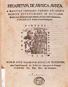 Frontispiz von Recanetum de musica aurea von Stephanus Aureus von Unknown artist