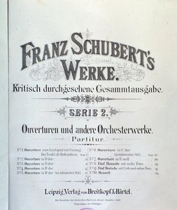 Frontispiz der Partitur verschiedener Ouvertüren von Franz Schubert