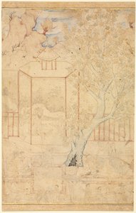 Gartenszene mit einem Meister, der einen Schüler in einem Pavillon unterrichtet von Unknown artist