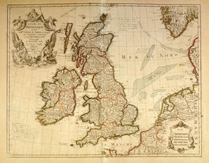 Geografische Karte von England und Irland. Atlas von G. Delysle