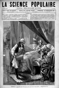 Georges Louis Leclerc Buffon in seinem Bett, das Tal wirft einen Eimer Eiswasser auf ihn. In „Popular Science“, 15. April von Unknown artist