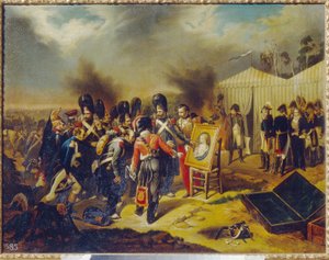 Napoleonische Kriege, Russlandfeldzug (1812): Die königliche Garde Napoleons I. bewundert das Porträt des Sohnes des Kaisers, Napoleon II.