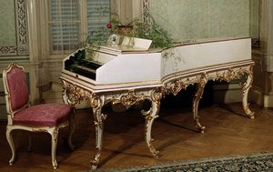 Cembalo des österreichischen Komponisten Wolfgang Amadeus Mozart (1756-1791) 18. Jahrhundert Prag, Mozart-Museum von Unknown artist
