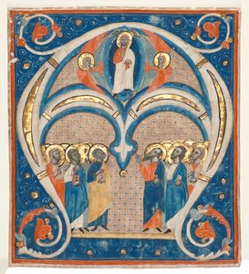 Historiierte Initiale (A) aus einem Responsorial: Christus in Majestät mit Heiligen von Unknown artist
