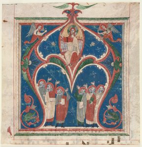 Historiierte Initiale (A) aus einem Antiphonar: Christus in Majestät mit Propheten von Unknown artist