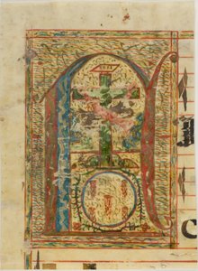 Historisierte Initiale "N" mit Kruzifix aus einem Manuskript von Unknown artist