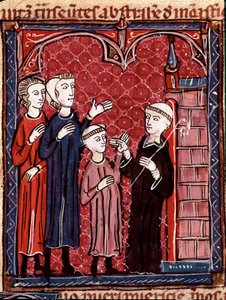 Geschichte des kanonischen Rechts: Zwei Eltern bringen ihren Sohn in ein Kloster von Unknown artist