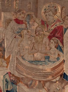 Geschichte von Saint Piat und Saint Eleuthère, Szene 6 Detail. Taufzene. von Unknown artist