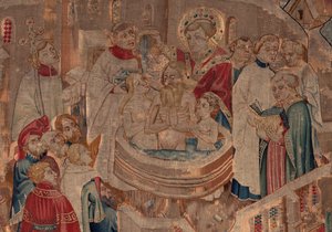 Geschichte von St. Piat und St. Eleuthère, Szene 6 Detail Mitte. Taufszene