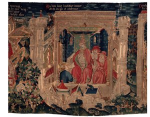 Geschichte von Saint Piat und Saint Eleuthère, Szene 9 Saint-Éleuthère wird als Bischof von Tournai bestätigt von Unknown artist