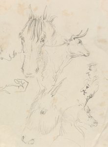 Pferde, Kuh und Männer von Unknown artist
