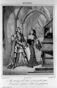Illustration zu Szene 2 aus Akt II von „Ricciarda“ von Ugo Foscolo, 19. Jahrhundert von Unknown artist