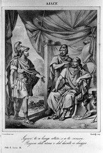 Illustration für Szene 9 des zweiten Aktes von „Ajax“ (Aiace) von Ugo Foscolo (1778-1827) 19. Jahrhundert