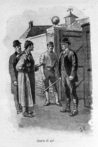 Illustration des Buches Sherlock Holmes. Ende des 19. Jahrhunderts.