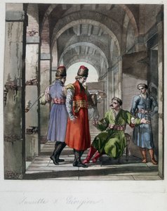 Imerette und Georgier, Kaukasus. In „Das alte und moderne Kostüm“ von Unknown artist
