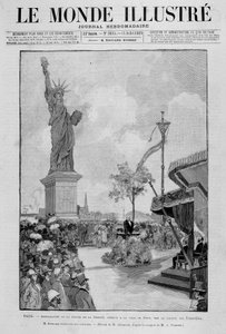 Einweihung der Freiheitsstatue in Reduktion (Replik), der Stadt Paris von den Vereinigten Staaten geschenkt - in „The Illustrous World“ vom 13.07.1889