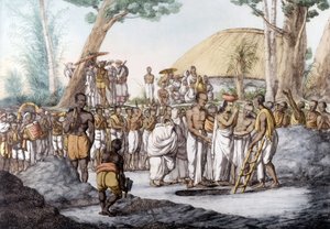 Indische Kultur und Zivilisation: Witwe, die lebendig auf dem Grab ihres Mannes begraben wird, Indien von Unknown artist