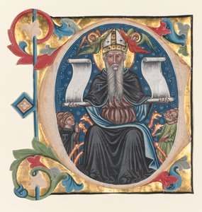 Initiale C aus einem Chorbuch ausgeschnitten: St. Antonius mit Antoniterbrüdern von Unknown artist