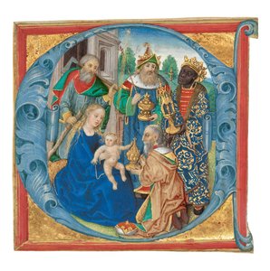 Initiale E: Die Anbetung der Könige