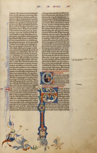 Initiale P: Der heilige Paulus übergibt einem Boten einen Brief von Unknown artist
